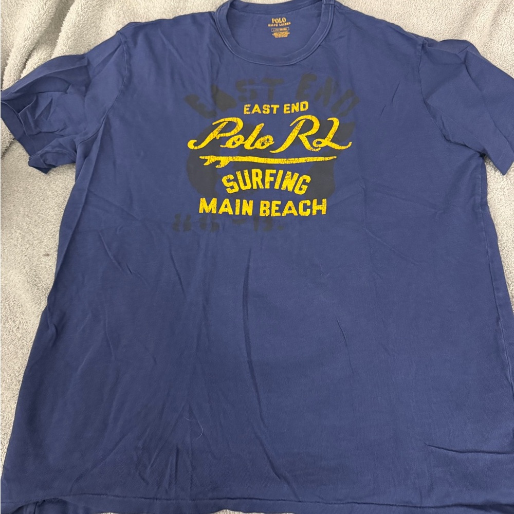 Ralph Lauren Polo Men’s L Blue Graphic T-Shirt with Yellow Print